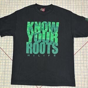 Vintage HiLife Hawaii Life Men's T Shirt Large Black Your Roots Short Sleeve